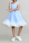 Buy_Petite Pomme_Blue Net, Satin Fabric Flowers Embellished Fit And Flared Dress _Online_at_Aza_Fashions