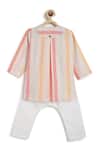 Tiber Taber_Pink Cotton Multi Color Striped Kurta And Pyjama Set _at_Aza_Fashions