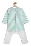 Shop_Tiber Taber_Green Cotton Striped Kurta And Pyjama Set _at_Aza_Fashions