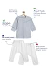Shop_Tiber Taber_Blue Cotton Striped Kurta With White Pyjamas _Online_at_Aza_Fashions