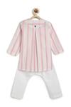 Shop_Tiber Taber_Pink Cotton Striped Kurta And Pyjama Set _at_Aza_Fashions