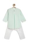 Shop_Tiber Taber_Green Cotton Striped Kurta And White Pyjama Set _at_Aza_Fashions