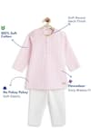 Tiber Taber_Pink Cotton Striped Kurta And Pyjama Set _at_Aza_Fashions