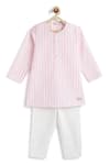 Buy_Tiber Taber_Pink Cotton Striped Kurta And Pyjama Set 