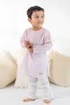 Buy_Tiber Taber_Pink Cotton Striped Kurta And Pyjama Set _at_Aza_Fashions