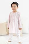 Buy_Tiber Taber_Pink Cotton Embroidery Striped Kurta And Pyjama Set _at_Aza_Fashions