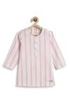 Shop_Tiber Taber_Pink Cotton Embroidery Striped Kurta And Pyjama Set 