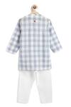 Shop_Tiber Taber_Blue Cotton Checked Kurta And White Pyjama Set _at_Aza_Fashions