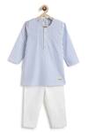 Shop_Tiber Taber_Blue Cotton Striped Kurta And Pyjama Set _Online_at_Aza_Fashions