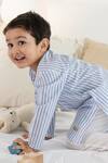 Tiber Taber_Blue Cotton Striped Kurta And Pyjama Set _Online