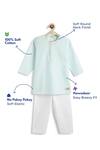 Tiber Taber_Green Cotton Striped Kurta And Pyjama Set _Online_at_Aza_Fashions