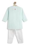 Shop_Tiber Taber_Green Cotton Striped Kurta And Pyjama Set _at_Aza_Fashions