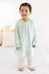 Buy_Tiber Taber_Green Cotton Striped Kurta And Pyjama Set _at_Aza_Fashions