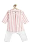 Shop_Tiber Taber_Red Cotton Striped Kurta And White Pyjama Set _at_Aza_Fashions
