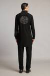 Shop_Siddartha Tytler_Black Microfiber Embroidery Floral Shirt And Pant Set _at_Aza_Fashions