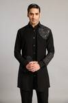 Buy_Siddartha Tytler_Black Microfiber Embroidery Floral Shirt And Pant Set _Online_at_Aza_Fashions