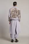 Shop_Siddartha Tytler_Gray Microfiber Sequins Steel Floral Bomber Jacket _at_Aza_Fashions