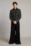 Buy_Siddartha Tytler_Black Microfiber Embroidery Mixed-media Jacket _Online_at_Aza_Fashions