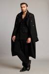 Buy_Siddartha Tytler_Black Microfiber Classic Trench Coat _at_Aza_Fashions