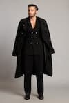 Siddartha Tytler_Black Microfiber Classic Trench Coat _Online_at_Aza_Fashions