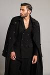 Buy_Siddartha Tytler_Black Microfiber Classic Trench Coat _Online_at_Aza_Fashions