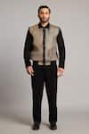 Buy_Siddartha Tytler_Black Microfiber Intrecciato Varsity Jacket _Online_at_Aza_Fashions