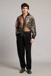 Siddartha Tytler_Black Net Sequins Sheer Bomber Jacket _Online_at_Aza_Fashions