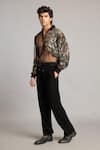 Buy_Siddartha Tytler_Black Net Sequins Sheer Bomber Jacket _Online_at_Aza_Fashions