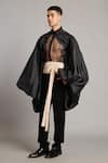 Siddartha Tytler_Black Organza Embroidery Balloon Bolero Jacket _Online_at_Aza_Fashions