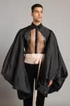 Buy_Siddartha Tytler_Black Organza Embroidery Balloon Bolero Jacket _at_Aza_Fashions