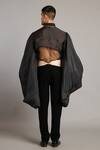 Shop_Siddartha Tytler_Black Organza Embroidery Balloon Bolero Jacket _at_Aza_Fashions