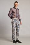 Siddartha Tytler_Blue Polyester Zari Forest Embroidered Pant _Online_at_Aza_Fashions