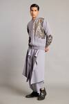 Siddartha Tytler_Gray Microfiber Steel Grey Flap Dhoti Pant _Online_at_Aza_Fashions