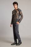 Siddartha Tytler_Gray Microfiber Charcoal Pant _Online_at_Aza_Fashions