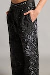 Buy_Siddartha Tytler_Black Polyester Sequins, Embroidery 3d Floral Pant _Online_at_Aza_Fashions