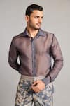 Buy_Siddartha Tytler_Black Organza Charcoal Sheer Shirt _at_Aza_Fashions