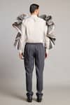 Shop_Siddartha Tytler_Gray Cotton Satin Steel Cascade Shirt _at_Aza_Fashions