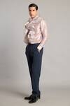Siddartha Tytler_Gray Organza Ruffles Steel Shirt _Online_at_Aza_Fashions