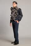 Buy_Siddartha Tytler_Black Cotton Satin, Organza Ruffles Designer Shirt _Online_at_Aza_Fashions