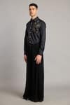 Buy_Siddartha Tytler_Black Cotton Satin Embroidery Floral Shirt _Online_at_Aza_Fashions
