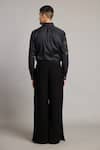 Shop_Siddartha Tytler_Black Cotton Satin Embroidery Floral Shirt _at_Aza_Fashions
