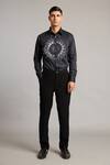 Siddartha Tytler_Black Cotton Satin Embroidery 3d Mandala Crest Shirt _Online_at_Aza_Fashions
