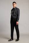 Buy_Siddartha Tytler_Black Cotton Satin Embroidery 3d Mandala Crest Shirt _Online_at_Aza_Fashions