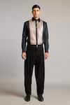 Siddartha Tytler_Black Cotton Satin Intrecciato Tuxedo Shirt _Online_at_Aza_Fashions