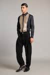 Buy_Siddartha Tytler_Black Cotton Satin Intrecciato Tuxedo Shirt _Online_at_Aza_Fashions