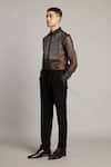 Siddartha Tytler_Black Organza Intrecciato Yoke Shirt _Online_at_Aza_Fashions