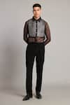 Buy_Siddartha Tytler_Black Organza Intrecciato Yoke Shirt _Online_at_Aza_Fashions