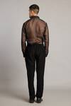 Shop_Siddartha Tytler_Black Organza Intrecciato Yoke Shirt _at_Aza_Fashions