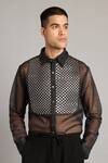 Buy_Siddartha Tytler_Black Organza Intrecciato Yoke Shirt _at_Aza_Fashions