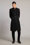 Buy_Siddartha Tytler_Black Microfiber Crystals Gradient Sherwani _at_Aza_Fashions